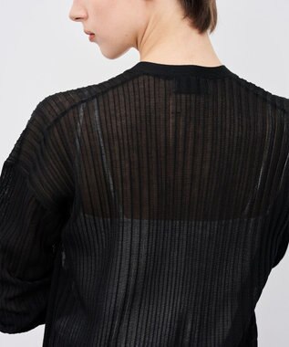 uncrave シアーニット リブロングカーディガン ブラック