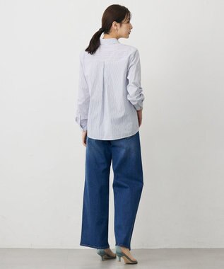 J.PRESS LADIES BEZ ドビーストライプ シャツカラー ブラウス ホワイト×パープル×ネイビー系