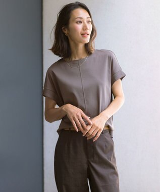 J.PRESS LADIES 【2WAY】コットンスムース フレンチスリーブ カットソー モカ系