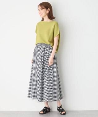 ANY 【洗濯機可/アンチピリング/UVカット】アクリルガーターフレンチスリーブニット アップルグリーン