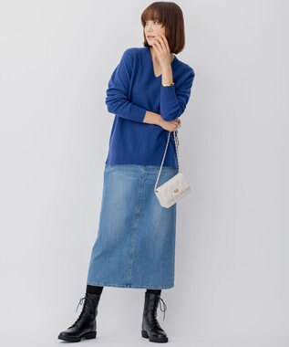 23区 【WEB限定】カシミヤブレンドバルキー Vネック ニット ブルー系