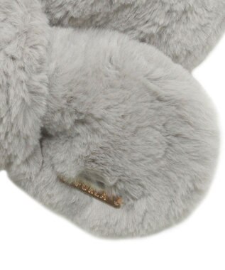 MOONBAT FURLA ファーティペット 差し込み ロゴプレート付 フェイクファーマフラー ダークグレー