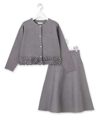 Feroux フリル ニット セットアップ ライトグレー系