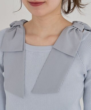 Green Parks ・ｓｗｉｎｇ　ｂｙ　ショルダーリボンプルオーバー Sax