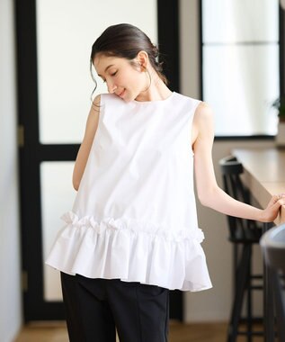 #Newans タックフリルヘムシャツ ホワイト