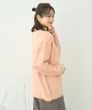 earth music&ecology なみなみ起毛Ｖネックカーディガン Pink Orange