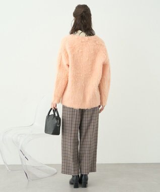 earth music&ecology なみなみ起毛Ｖネックカーディガン Pink Orange