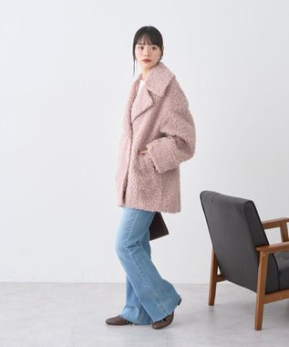 earth music&ecology ループファーコート Pink Beige