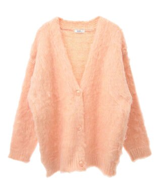 earth music&ecology なみなみ起毛Ｖネックカーディガン Pink Orange