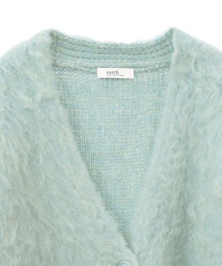 earth music&ecology なみなみ起毛Ｖネックカーディガン Blue Green