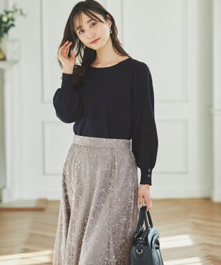 ANY SIS L 【洗える】フラワーモイスチャー ニット ダリア