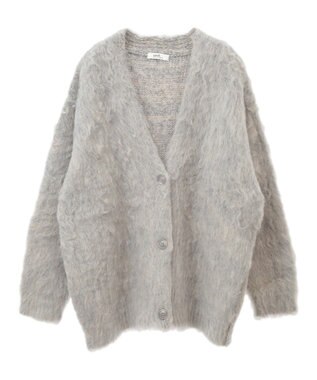earth music&ecology なみなみ起毛Ｖネックカーディガン Light Gray