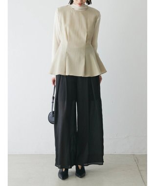 Green Parks AnriettMusee ノースリーブタックペプラムブラウス Beige