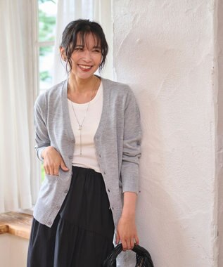 WEGO 【WEB限定/2025年秋冬新作//洗濯OK/毛玉レス/MLXLサイズ展開/オフィス/カジュアル】ベーシックニットカーディガン 杢グレー