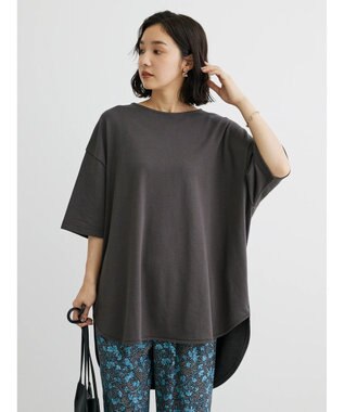 Green Parks ミニ裏毛バックカシュクール半袖チュニック Gray