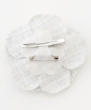 組曲 ツイードパールコサージュ ライトグレー系