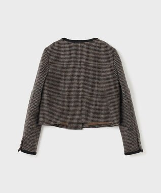 GRACE CONTINENTAL シャギーチェックノーカラージャケット ブラウン