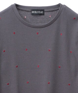 Green Parks ・ＤＯＵＢＬＥ　ＦＬＡＧＳ　ハート刺繍リブロンＴＥＥ Charcoal Gray