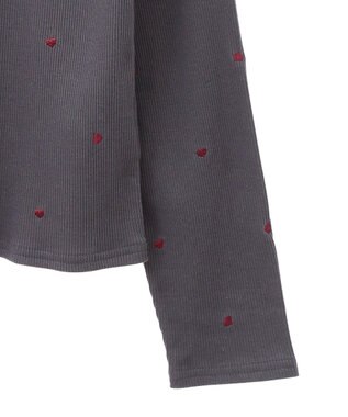 Green Parks ・ＤＯＵＢＬＥ　ＦＬＡＧＳ　ハート刺繍リブロンＴＥＥ Charcoal Gray