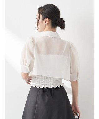 earth music&ecology ＳＥＴ２点シアークロップドシャツ×シャーリングタンク Ivory