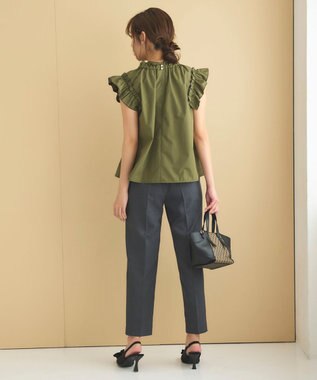 Feroux 【洗える】美シルエットカラーテーパード パンツ グレー系