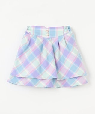 ANY KIDS シャギーチェックスカート ラベンダー系