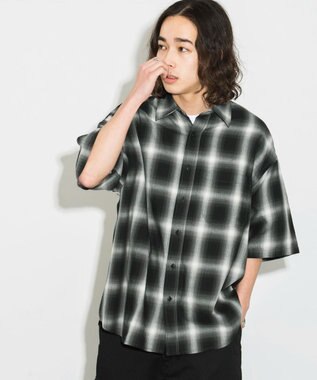 WEGO オンブレチェックシャツ（S） ブラックチェック1