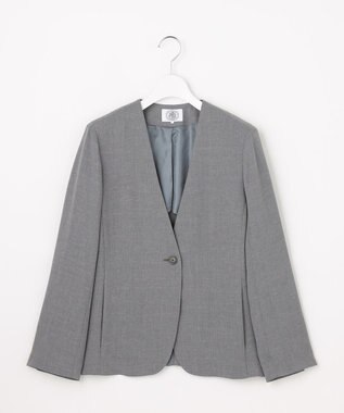 J.PRESS LADIES L 【セットアップ対応】MELANGE ライトツイル ノーカラー ジャケット ライトグレー系