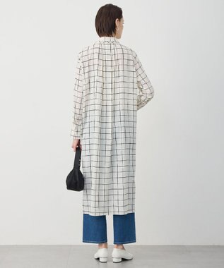 ICB L 【30th ANNIVERSARY】 ウィンドウペンプリント シャツワンピース アイボリー×ブラック
