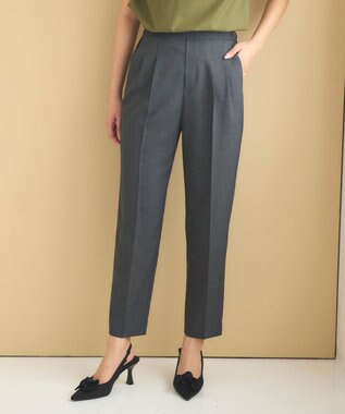 Feroux 【洗える】美シルエットカラーテーパード パンツ グレー系