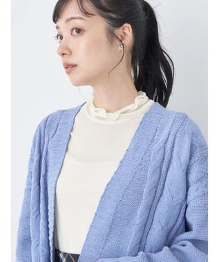 earth music&ecology ベロアモールケーブルカーディガン Blue