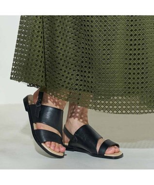 ing <ing>【WEB限定】【３E】ダブルベルトサンダル ブラックカタオシ