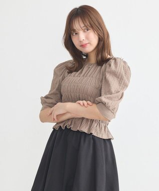 earth music&ecology ポコポコシャーリングトップス Mocha