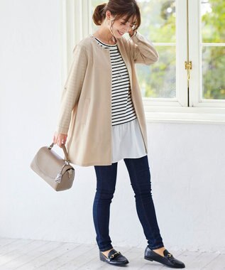 Tiaclasse 【洗える】大人可愛い衿ギャザーミディアムコート ベージュ