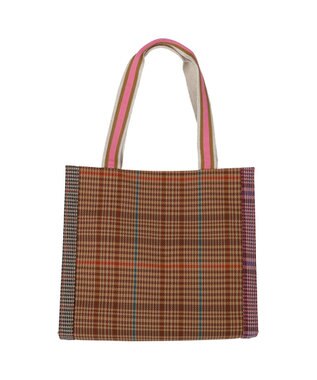 tsumori chisato CARRY フレームチェックキラネコ トートバッグ ピンク