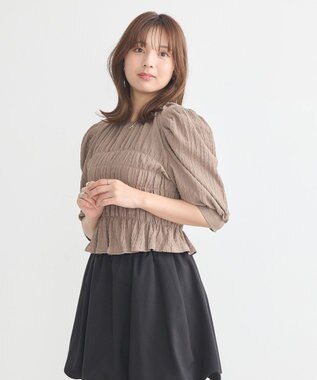 earth music&ecology ポコポコシャーリングトップス Mocha