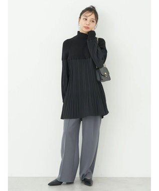 earth music&ecology プリーツフレアニットチュニック Black