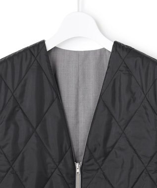 ICB 【洗える・リバーシブル着用可】T/Wツイルキルト リバーシブル パディング ジレ ライトグレー系