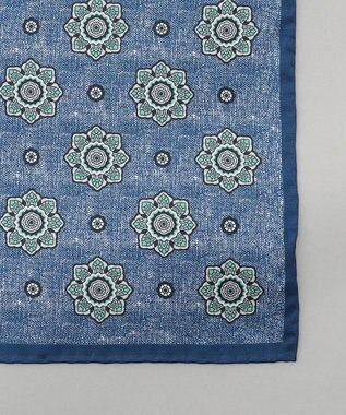 GOTAIRIKU 日本製【シルク100％】オリジナル柄チーフ ネイビー系8