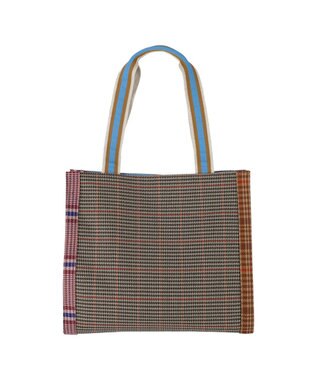 tsumori chisato CARRY フレームチェックキラネコ トートバッグ ブルー