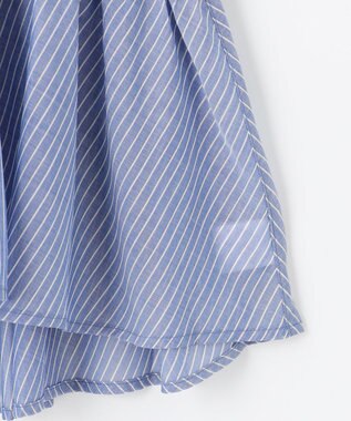 ANY L 半袖ティアードブラウス ネイビー×ストライプ