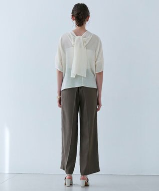 BEIGE， 【洗える】CAROLE / リネンライクフルレングスワイドパンツ Mocha