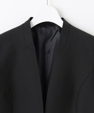 J.PRESS LADIES S BAHARIYE SOLID ノーカラー ジャケット ブラック系