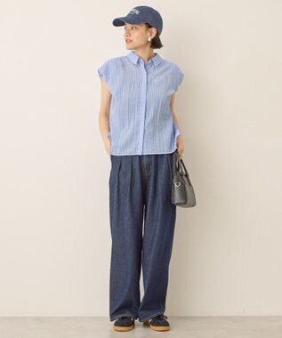 AMERICAN HOLIC バルーンスリーブドロストブラウス Stripe