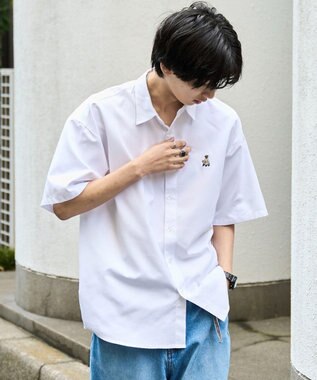 WEGO 【シワになりにくい】イージーケアオックスフォードワンポイントシャツ（S） ホワイト