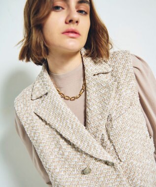 GRACE CONTINENTAL ツイードジレワンピース ベージュ