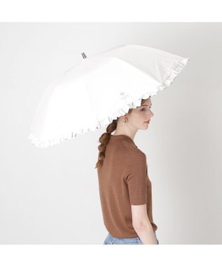MOONBAT 【晴雨兼用折りたたみ日傘】ポール & ジョー (PAUL & JOE ACCESSOIRES) クリザンテームワンポイントフリル 一級遮光99.99% 遮熱 UV 晴雨兼用 オフホワイト