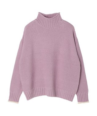Green Parks 袖ラインカノコ編みニットプルオーバー Lavender