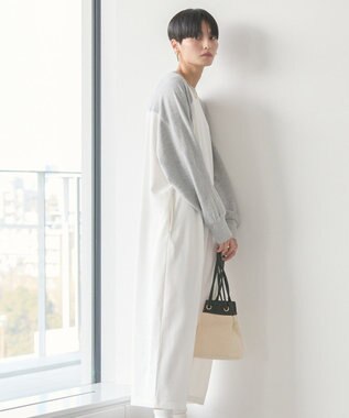 AMERICAN HOLIC 異素材ラグランスリーブロングワンピース Off White