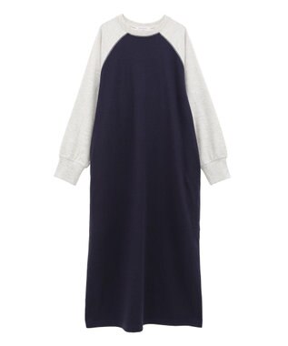 AMERICAN HOLIC 異素材ラグランスリーブロングワンピース Navy